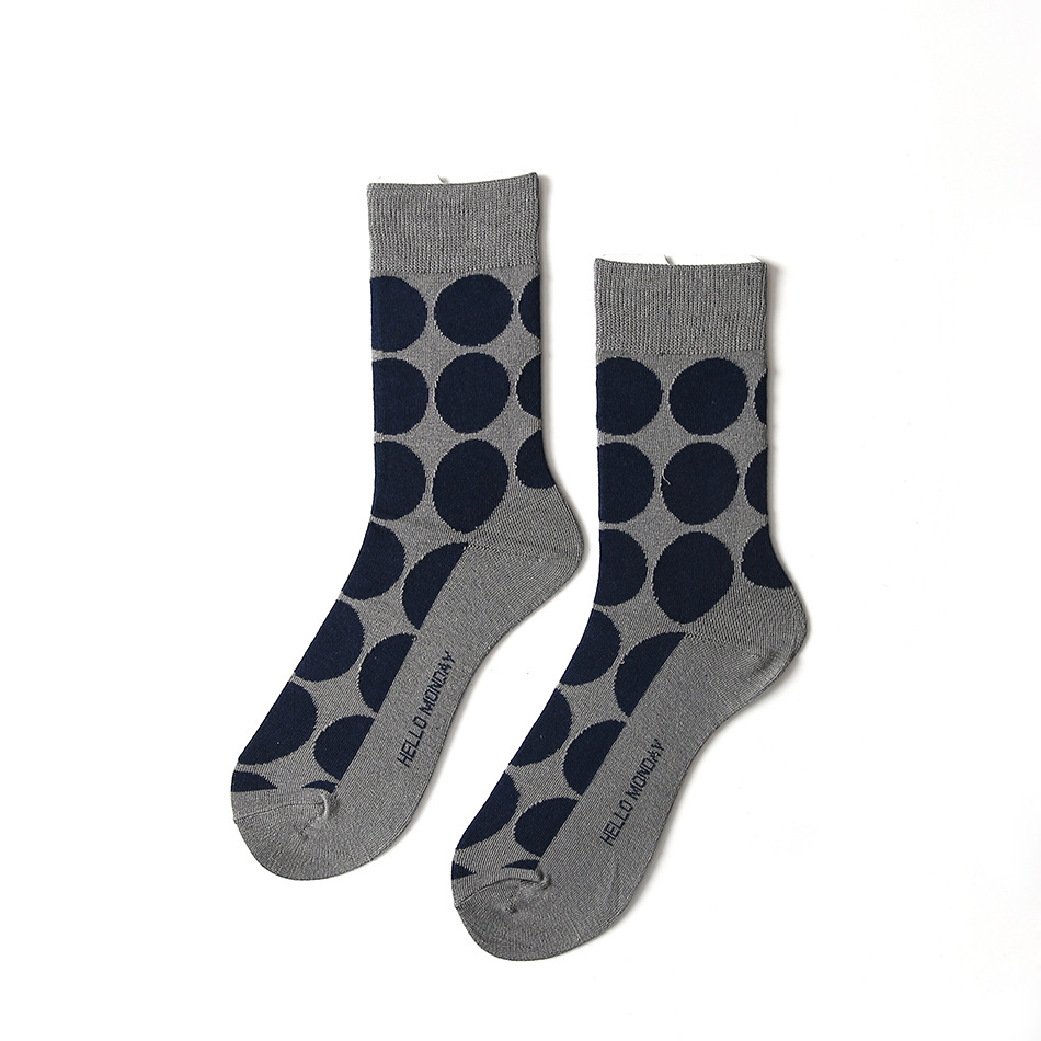 JUJUMU Cold Gray-blue Color Dots Wave Of Street Style Ride Ins Cotton Male And Female Couple In Tube Socks Cotton